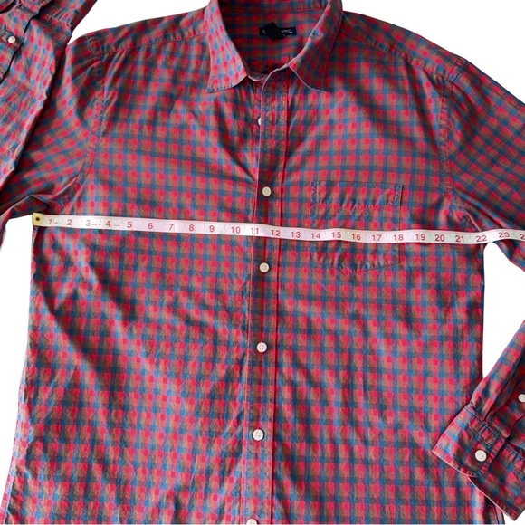 GAP Men's Red and Blue Plaid Button Down Shirt - Picture 2 of 6